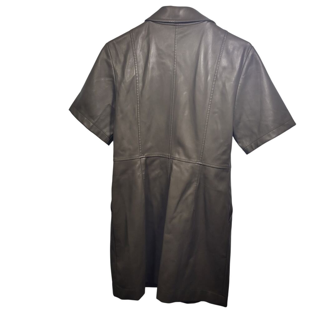 Topshop Women's Olive Green Faux Leather Vegan Mini Dress Size 8  41626-1333 - Picture 5 of 7